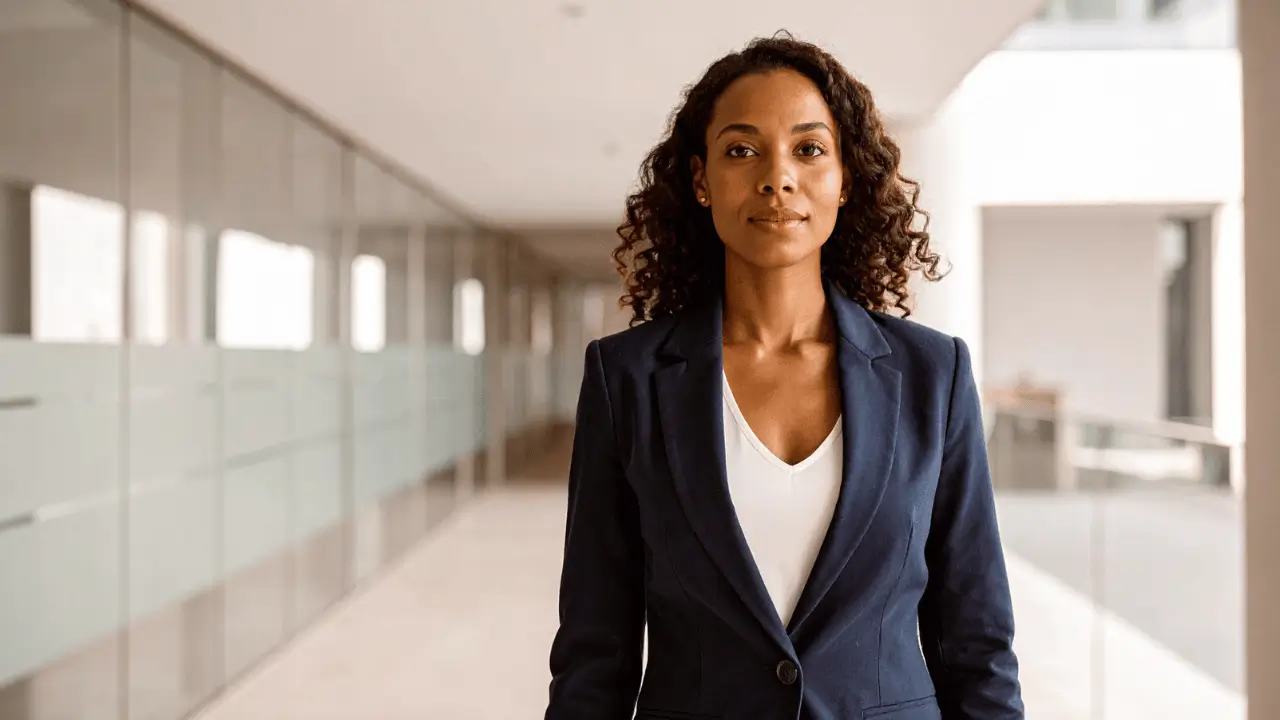 Mulher negra em ambiente executivo